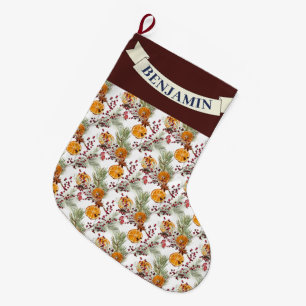 Trendy Citrus Sinaasappel Rustiek PIne groen Grote Kerstsok