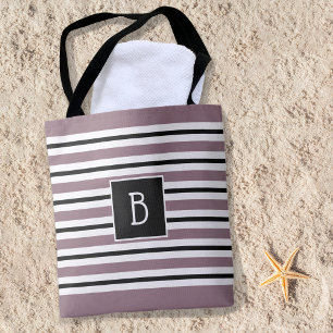 Trendy Clasic Monogram Paars Black White Stripe Draagtas