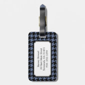 Trendy Classic blue gray houndstooth met monogram Bagagelabel (Achterkant verticaal)