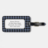 Trendy Classic blue gray houndstooth met monogram Bagagelabel (Achterkant horizontaal)