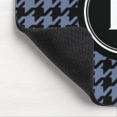 Trendy Classic blue gray houndstooth met monogram Muismat (Hoek)
