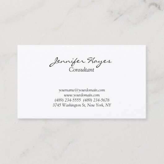 Trendy Clean Simple Stylish Handschrift Visitekaartje (Voorkant)