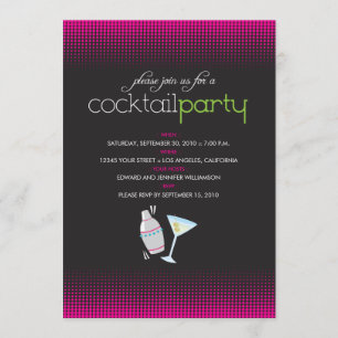 Trendy Cocktail Party Invitation (fuschia) Kaart
