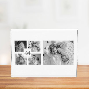 Trendy Collage Familie Foto zwart-wit Initiaal