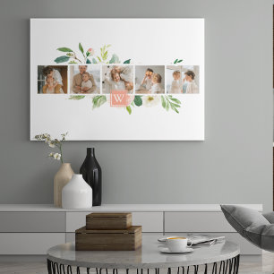 Trendy Collage Family Foto met Flowers Gift Canvas Afdruk