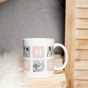 Trendy Collage Foto & Pastel Roze Beste mamedift Mok