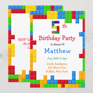 Trendy Colorful Building Blocks 5e verjaardag Kaart