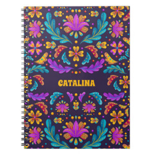 Trendy Colorful Fiesta Mexican Flower Quinceanera Notitieboek