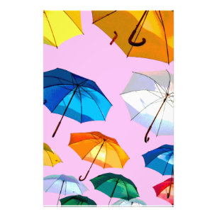 Trendy Colorful Floating Umbrellas, of personalise Foto Afdruk