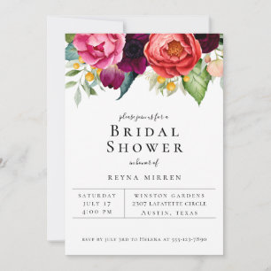 Trendy Colorful Floral Bridal Shower Aankondiging