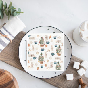 Trendy Colorful Kerstpatroon WATERVERF Servet