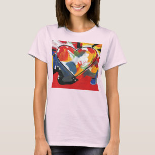 Trendy Colorful waterverf hart T-shirt