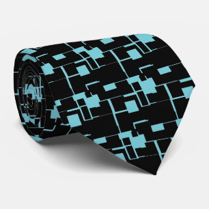 Trendy Cool Black/Blue Pattern Stropdas