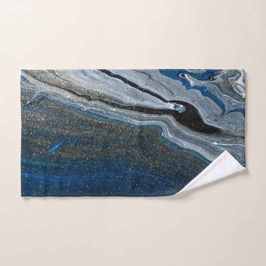 Trendy Cool Blue Marble Pattern Bad Handdoek (Handdoek)