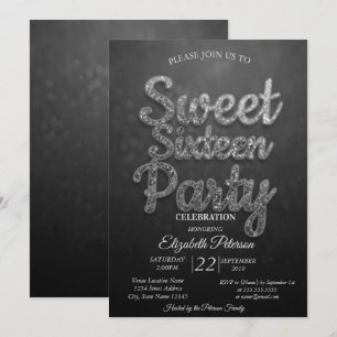 Trendy Cool Bokeh Sweet 16 Party Kaart