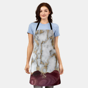 Trendy Cool Burgundy Gold Marble Stone Texture Schort