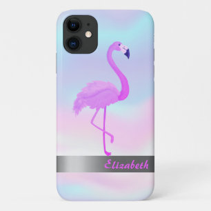 Trendy Cool Flamingo Holographic - Personalized iPhone 11 Hoesje