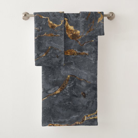 Trendy Cool Gray Gold Marble Pattern Bad Handdoek (Insitu)