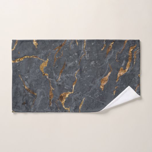 Trendy Cool Gray Gold Marble Pattern Bad Handdoek (Handdoek)