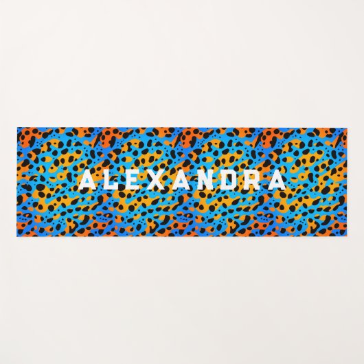 Trendy Cool Kleurrijke Luipaard Patroon en Naam Yogamat (Voorkant (horizontaal))