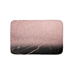 Trendy Cool Marble Stone, Roos Gold Glitter Badmat