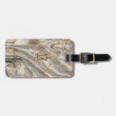 Trendy Cool Marble Texture, Monogram-Personalized Bagagelabel (Voorkant horizontaal)