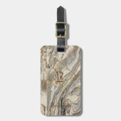 Trendy Cool Marble Texture, Monogram-Personalized Bagagelabel (Voorkant verticaal)