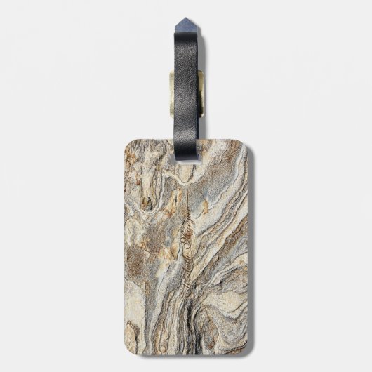 Trendy Cool Marble Texture, Monogram-Personalized Bagagelabel (Achterkant verticaal)