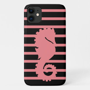 Trendy Cool Pink Pink Stripe Black iPhone 11 Hoesje