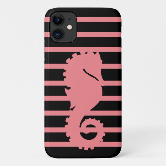 Trendy Cool Pink Pink Stripe Black Case-Mate iPhone Case (Achterkant)
