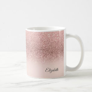 Trendy Cool Roos Gold Glitter - Gepersonaliseerd Koffiemok