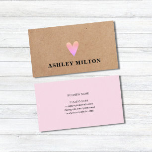 Trendy Cool Roos PRINTED Kraft Paper Heart Beauty Visitekaartje