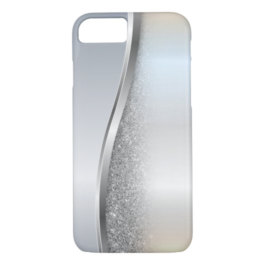 Trendy Cool Silver Glitter - Gepersonaliseerd Case-Mate iPhone Case (Achterkant)