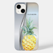 Trendy Cool Silver Glitter Waterverf Pineappel Case-Mate iPhone Case (Achterkant)