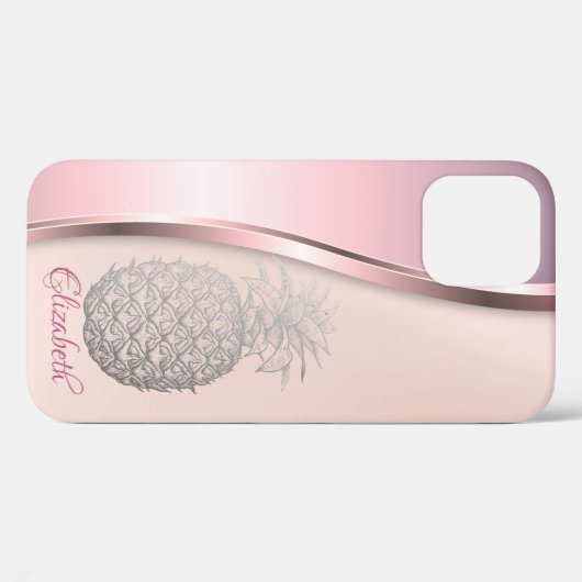 Trendy Cool Silver Pineapple - Gepersonaliseerd Case-Mate iPhone Case (Achterkant (horizontaal))