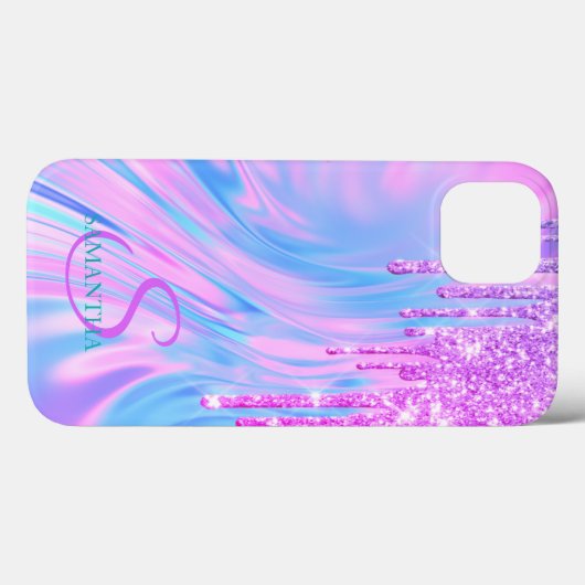 Trendy Cool Violet Glitter Drift Holographic Case-Mate iPhone Case (Achterkant (horizontaal))