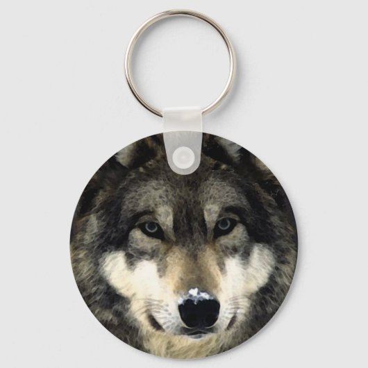 Trendy Cool Wolf Portrait Sleutelhanger (Voorkant)