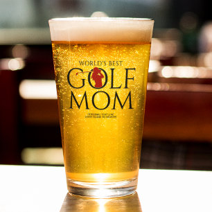 Trendy Cool "WORLD'S BEST GOLF MOM" Red Pint Glas