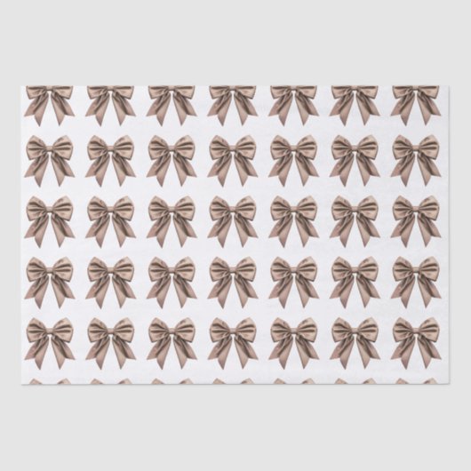 Trendy Coquette Bow Pattern Mocha Brown Tissuepapier (Voorkant)