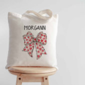 Trendy Coquette Bow Red Hearts Tote Bag