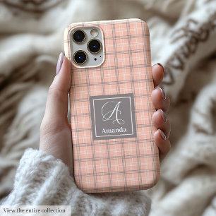 Trendy Coral Grey iPhone Hoesje Transparant Monogr