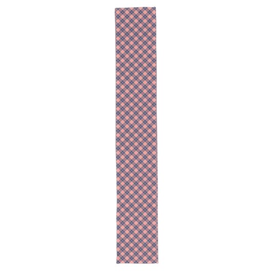 Trendy Coral Navy Bold Plaid voor entertainment Lange Tafelloper (Voorkant)