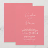 Trendy Coral Wedding Invitation Kaart (Voorkant / Achterkant)