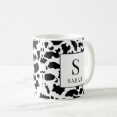 Trendy Cow Print Monogram Initial Name Mug (Devant droit)