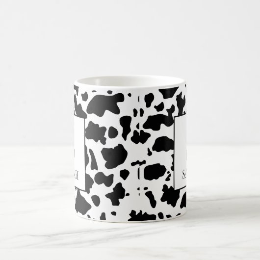 Trendy Cow Print Monogram Initial Name Mug (Centre)