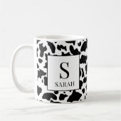 Trendy Cow Print Monogram Initial Name Mug (Gauche)