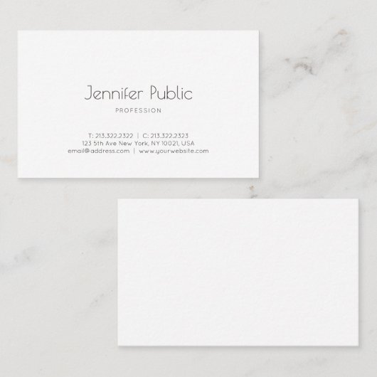 Trendy Creative Simple Design Modern Plain White Visitekaartje (Voorkant / Achterkant)