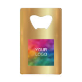 Trendy Custom Business Logo QR Code Url Faux Gold Kredietkaart Flessenopener (Voorkant)