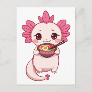 Trendy Cute Axolotl die ramen eet Japans Briefkaart