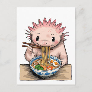 Trendy Cute Axolotl die ramen eet Japans Briefkaart